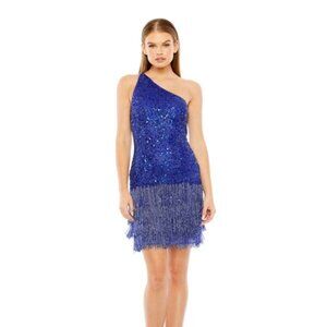 Mac Duggal Beaded Sequin Cobalt Flapper Style Dress Style #24011